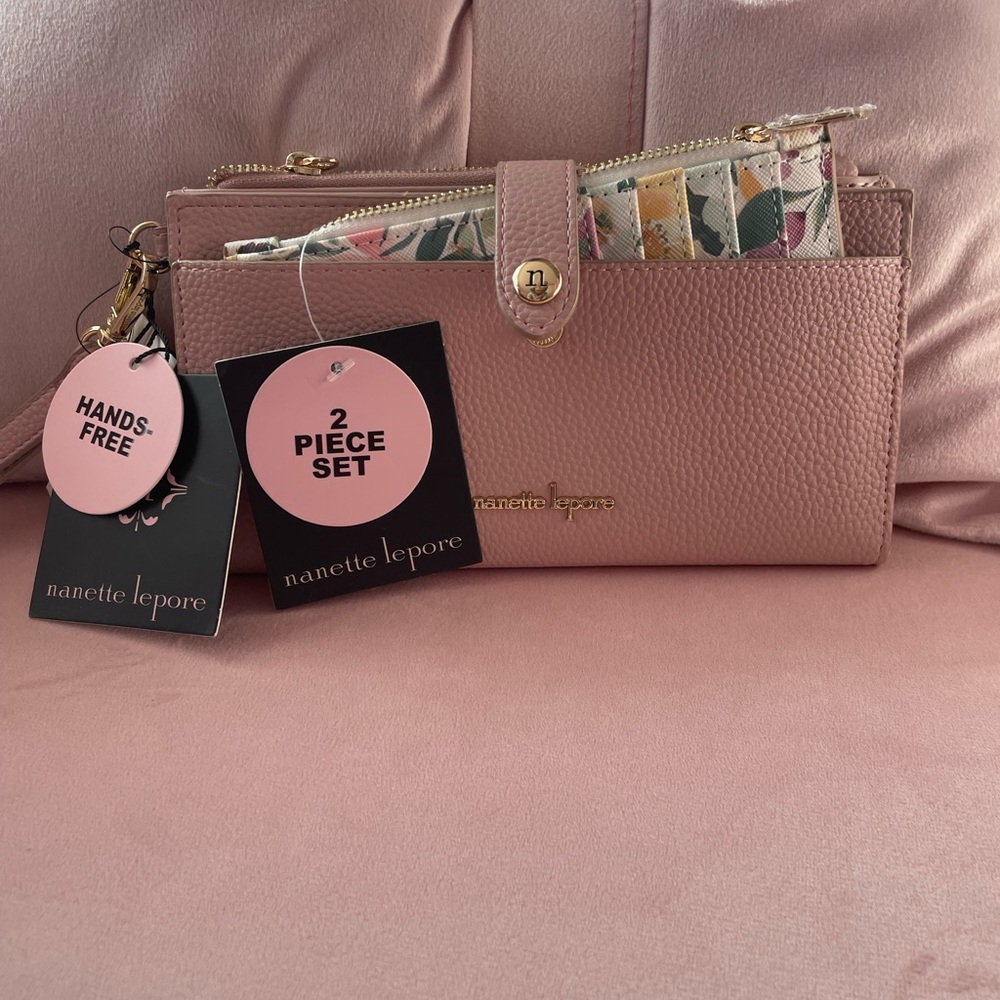 Nanette Lepore Pink and Floral 2-Piece Bag Set